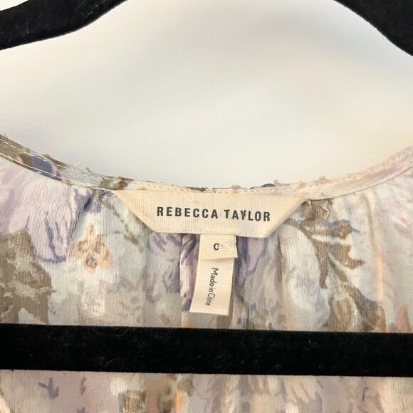 Rebecca Taylor Silk Floral Penelope Peplum Top Size 0 - Picture 5 of 7